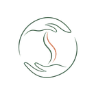 Logo du Cabinet d’ostéopathie de Venansault, mains entourant une colonne vertébrale